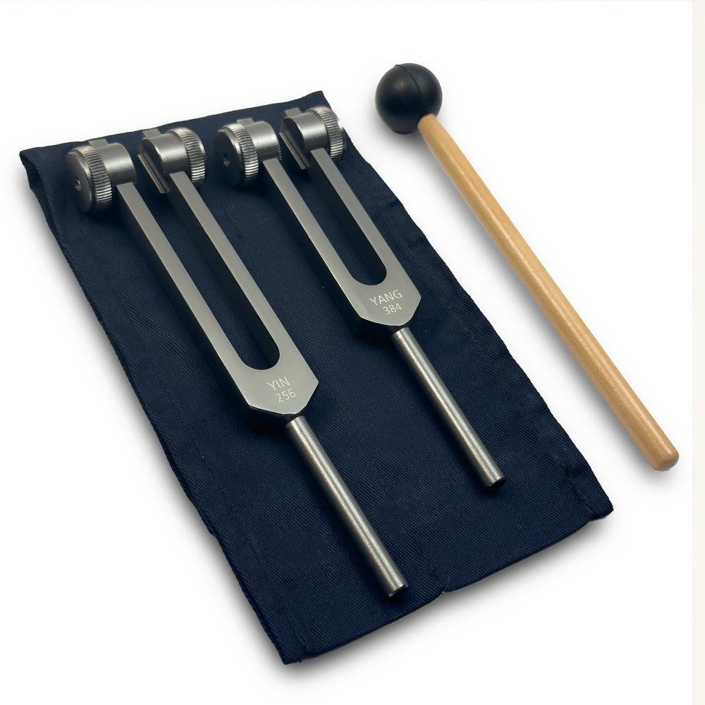 Gray Yin and Yang weighted tuning fork set — graphite finish product view 2