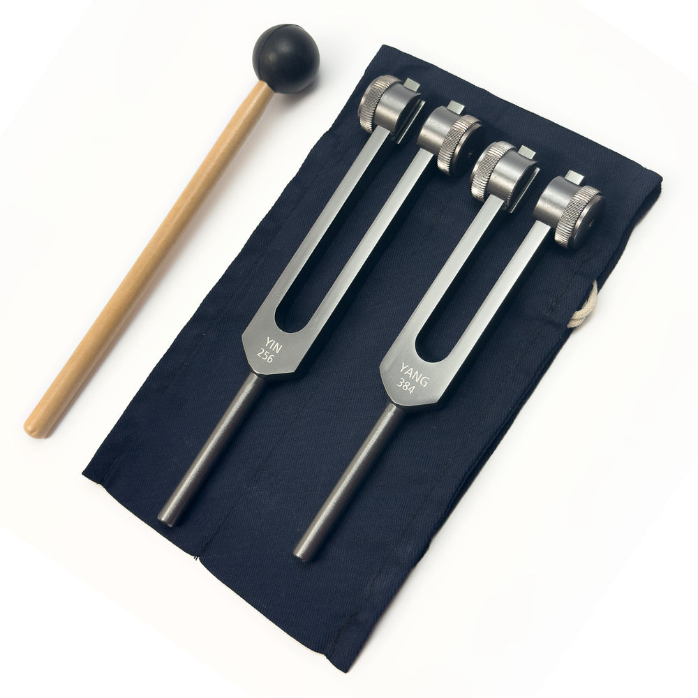 Gray Yin and Yang weighted tuning fork set — graphite finish product view 3