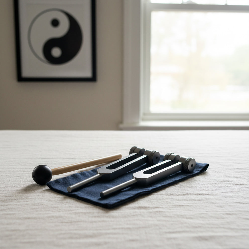 Gray Yin and Yang weighted tuning fork set — graphite finish product view 4