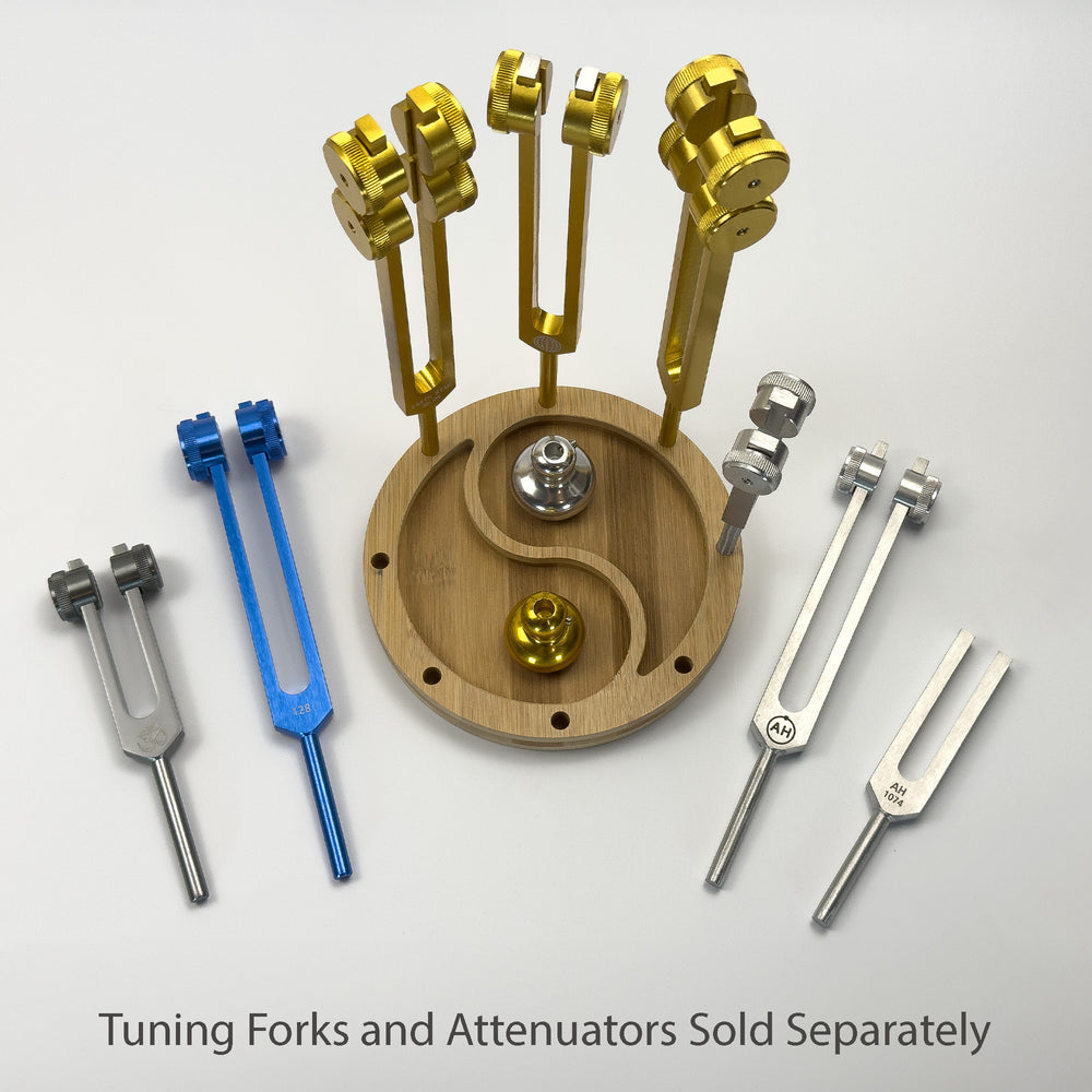 Eight-piece Yin Yang bamboo tuning fork holder lifestyle detail