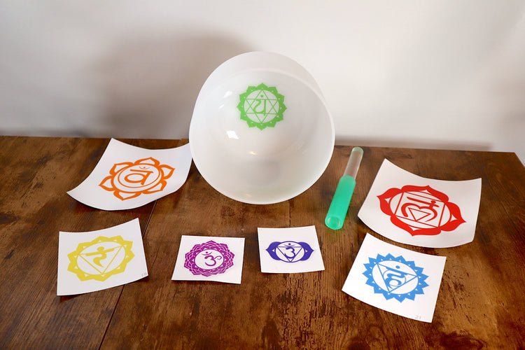 Chakra Engram Decals - Turn Any Frosted White 7pc Singing Bowl set Into A Chakra Printed Set - Performances, Symbolism, Visualization
