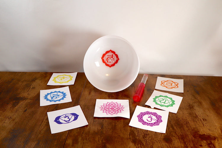 Chakra Engram Decals - Turn Any Frosted White 7pc Singing Bowl set Into A Chakra Printed Set - Performances, Symbolism, Visualization