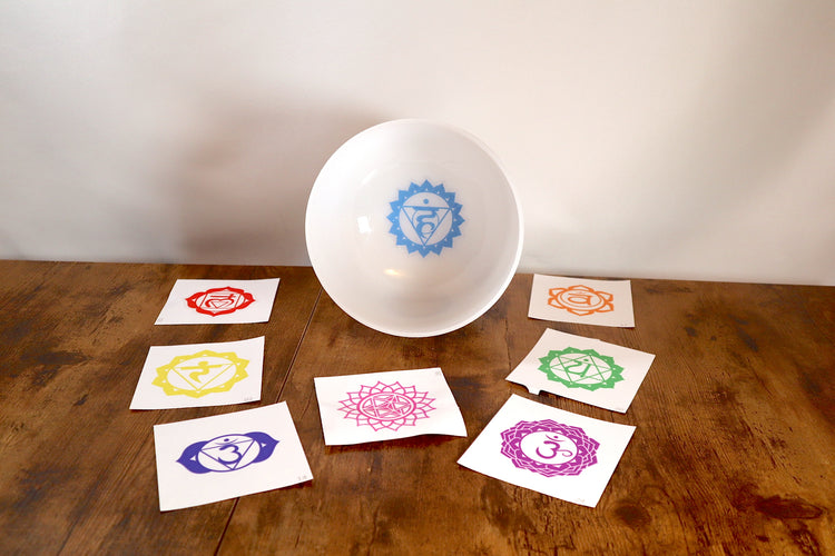 Chakra Engram Decals - Turn Any Frosted White 7pc Singing Bowl set Into A Chakra Printed Set - Performances, Symbolism, Visualization