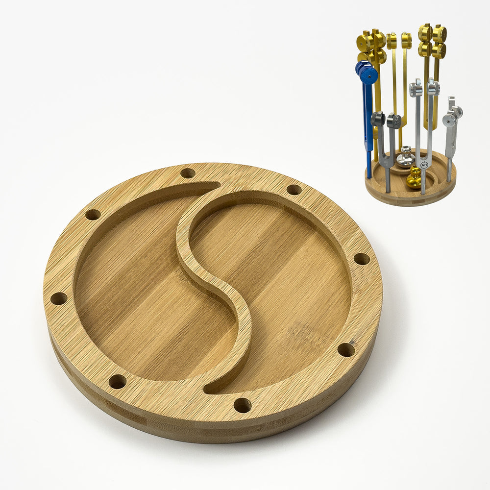 Eight-piece Yin Yang bamboo tuning fork holder with sound healing tools