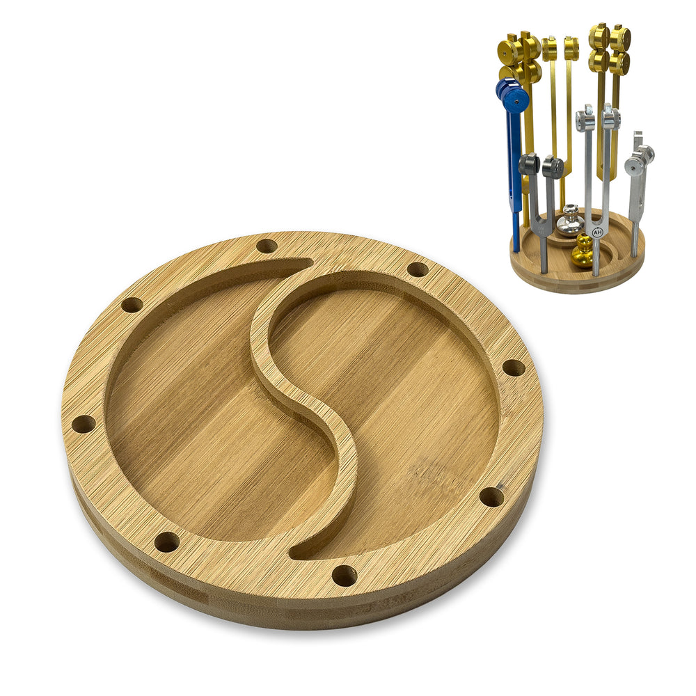 Eight-piece Yin Yang bamboo tuning fork holder detail