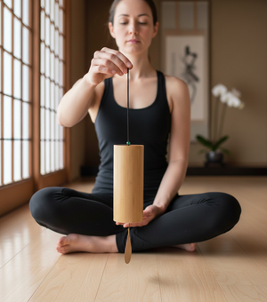 Singing bowl and wellness tools in a peaceful meditation space