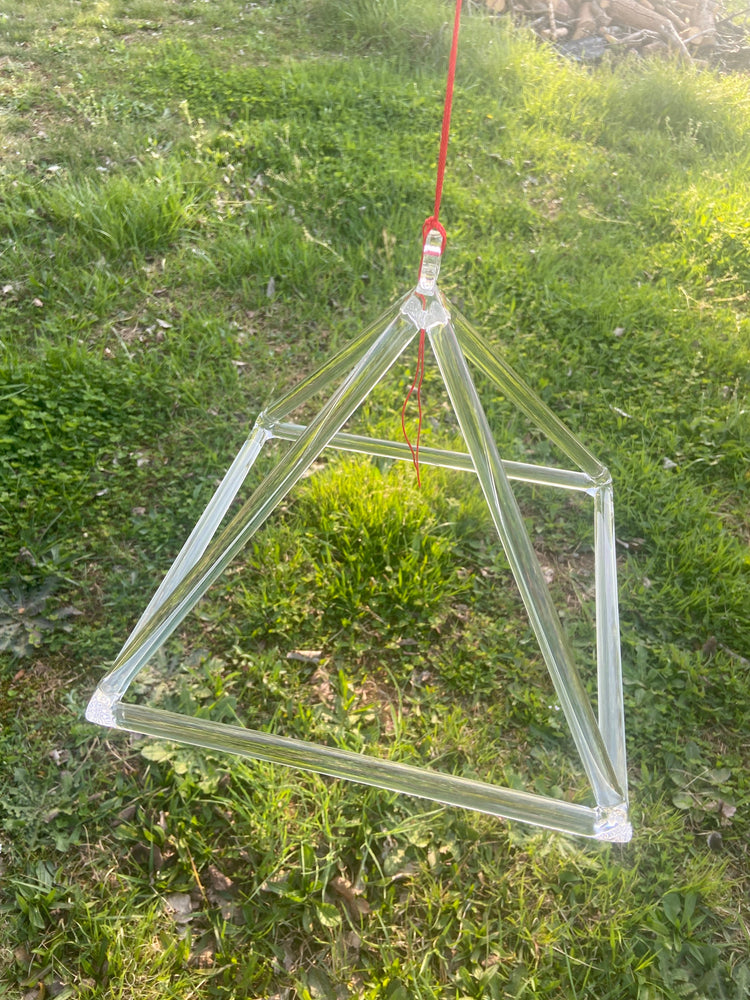 10” Clear Quartz Crystal Singing Pyramid Sound Vibration Musical Instrument With Carry Bag and Striker