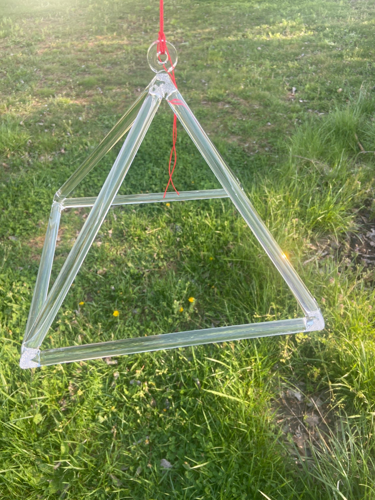 10” Clear Quartz Crystal Singing Pyramid Sound Vibration Musical Instrument With Carry Bag and Striker