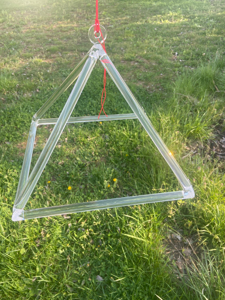 10” Clear Quartz Crystal Singing Pyramid Sound Vibration Musical Instrument With Carry Bag and Striker