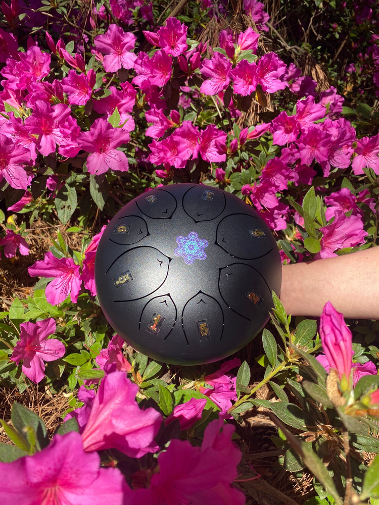 Metatron's Cube 8" Steel Tongue Drum - F Key - Sacred Geometry, Energy Shift, Shamanic Drum, Ethereal Drum Healing, Tank Drum