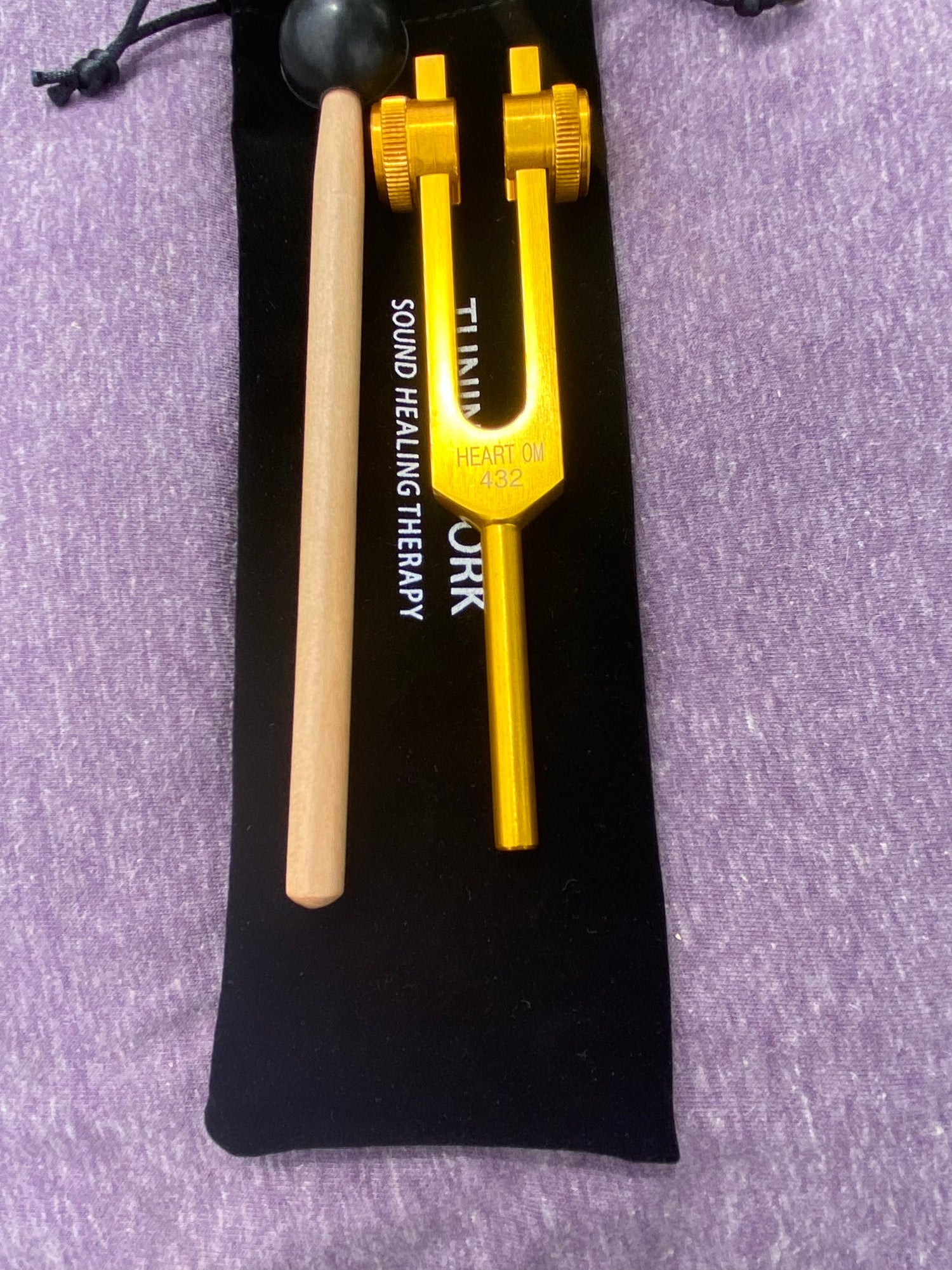 Gold FInish 432 Hz ad 528 Hz Set Best Tuning Forks for Vibration - Attenuator Handle Extender with 10mm Crystal