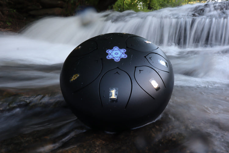 Metatron's Cube 8" Steel Tongue Drum - F Key - Sacred Geometry, Energy Shift, Shamanic Drum, Ethereal Drum Healing, Tank Drum