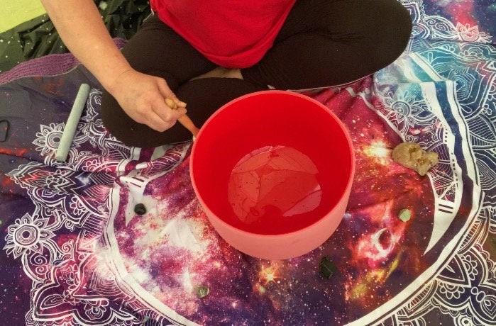 432hz 12" Luminous Red Root Chakra Crystal Singing Bowl - Perfect Pitch, Frosted, C Note, Mallet, O ring, Padded Case