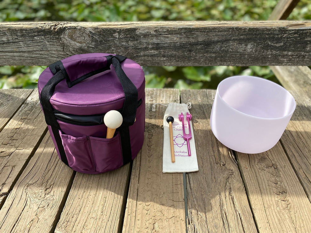 Heart Chakra and Merkaba Soul Purpose Tuning Fork Bundle - Perfect Pitch - Morganite Gemstone Infused, F-Note, Carry Bag, Gift For Her