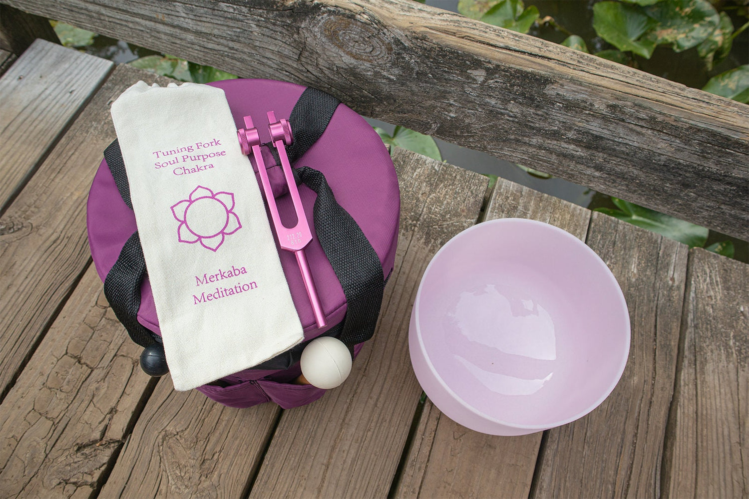 Heart Chakra and Merkaba Soul Purpose Tuning Fork Bundle - Perfect Pitch - Morganite Gemstone Infused, F-Note, Carry Bag, Gift For Her