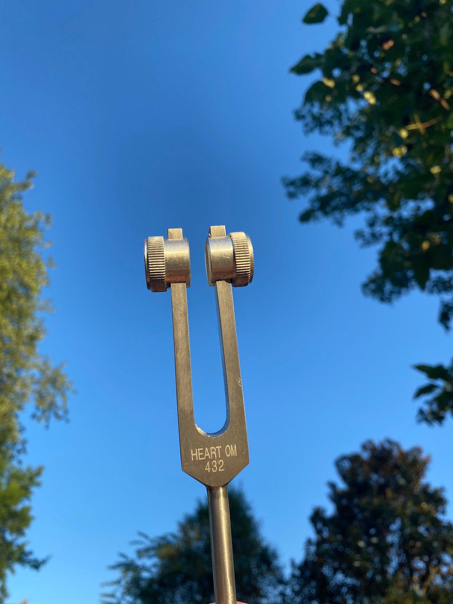 432 Hz and 528 Hz Silver Weighted Solfeggio Set Best Tuning Forks for Vibration - Attenuator Handle Extensions with 10mm Crystal