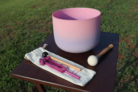 Pink Aura - Crystal Singing Bowl and Soul Purpose Tuning Fork - 432 Hz F-Note w/ Bag Bundle