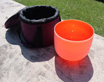 432Hz 8" Sacral Chakra D Note 99.9% Quartz Crystal Singing Bowl - 5 Cents Perfect Pitch, Frosted, Rubber Mallet, With Case