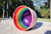 528 Hz Rainbow and 432 Hz Pink Aura Bowl - 174Hz Solfeggio Tuning Fork - Mallet, Suede Striker, Carry Case, Sound Vibration, Gift For Her