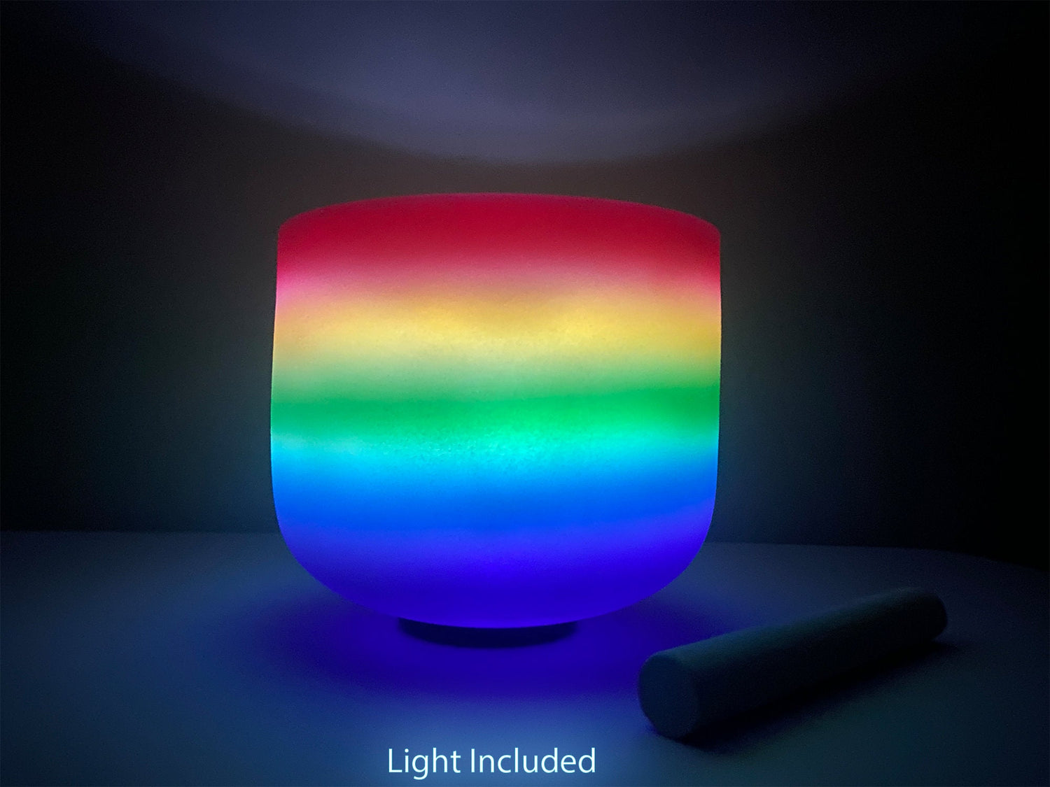 528 Hz Rainbow - 8” Crystal Singing Bowl And 174 Hz Solfeggio Tuning Fork - 99% Quartz Crystal, Mallet, With Padded Carry Case