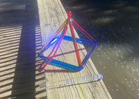 8” Rainbow Quartz Crystal Singing Pyramid Sound Vibration Musical Instrument With Crystal Striker And Padded Carry Case