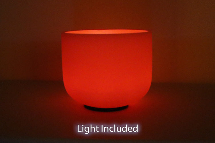 432Hz 10" Orange Frosted Sacral Chakra D Note 99.9% Quartz Crystal Singing Bowl, Suede Striker, With Padded Carry Case, 528 Hz Tuning Fork