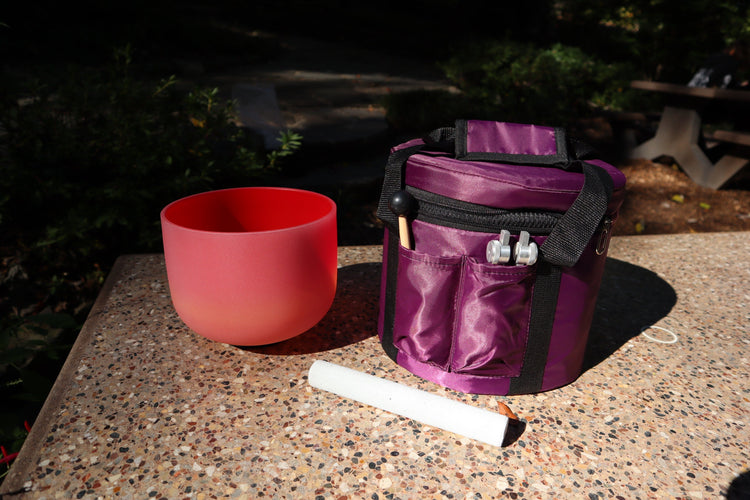 Horizon - 528Hz 8" Root Chakra C Note 99.9% Quartz Crystal Singing Bowl, Rubber Mallet, With Padded Carry Case, 174 Hz Solfeggio Tuning Fork