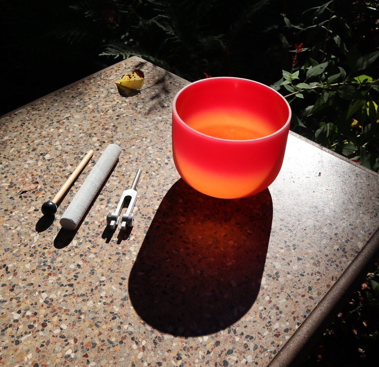 Horizon - 528Hz 8" Root Chakra C Note 99.9% Quartz Crystal Singing Bowl, Rubber Mallet, With Padded Carry Case, 174 Hz Solfeggio Tuning Fork