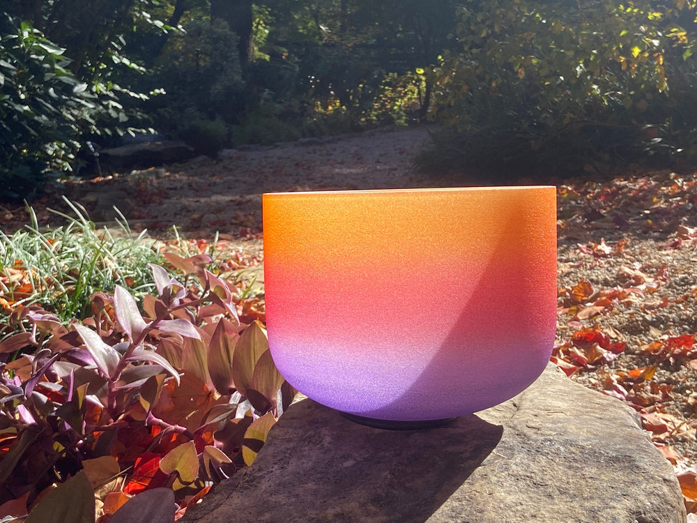 Desert Flower - 432Hz 8" Solar Plexus Chakra E Note Crystal Singing Bowl - Mallet, Padded Carry Case, 528 Hz Solfeggio Tuning Fork