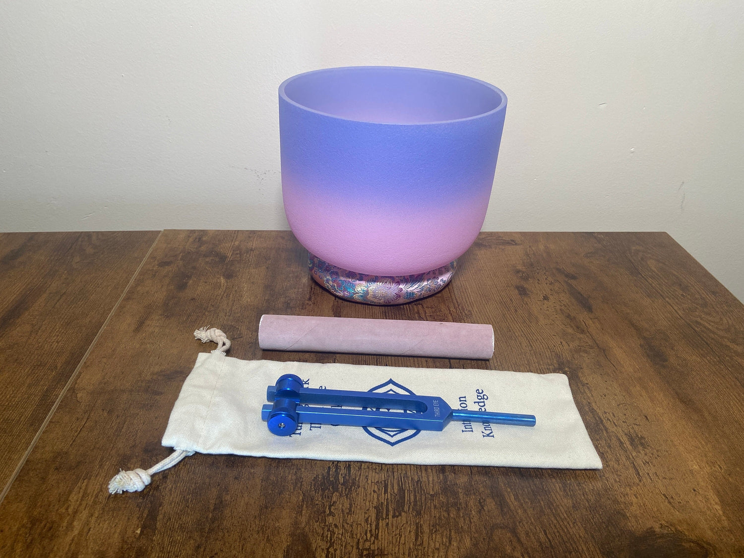 3rd Eye Chakra Tuning Fork And High Vibrational 3rd Eye 8" Crystal Singing Bowl 432HZ A-Note w/ Bag Bundle, Gift For Her