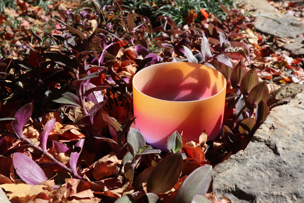 Desert Flower - 432Hz 8" Solar Plexus Chakra E Note Crystal Singing Bowl - Mallet, Padded Carry Case, 528 Hz Solfeggio Tuning Fork