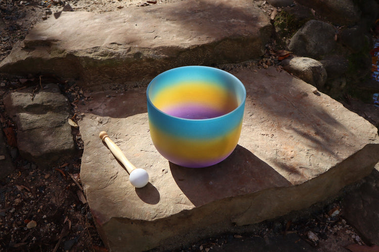 Agave - 432Hz 8" Throat Chakra G Note Crystal Singing Bowl - Mallet, Silver Padded Carry Case, 528 Hz Solfeggio Tuning Fork
