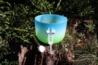 Earthly Heaven - 432Hz 8" Throat Chakra G Note Crystal Singing Bowl - Mallet, Padded Carry Case, 528 Hz Solfeggio Tuning Fork