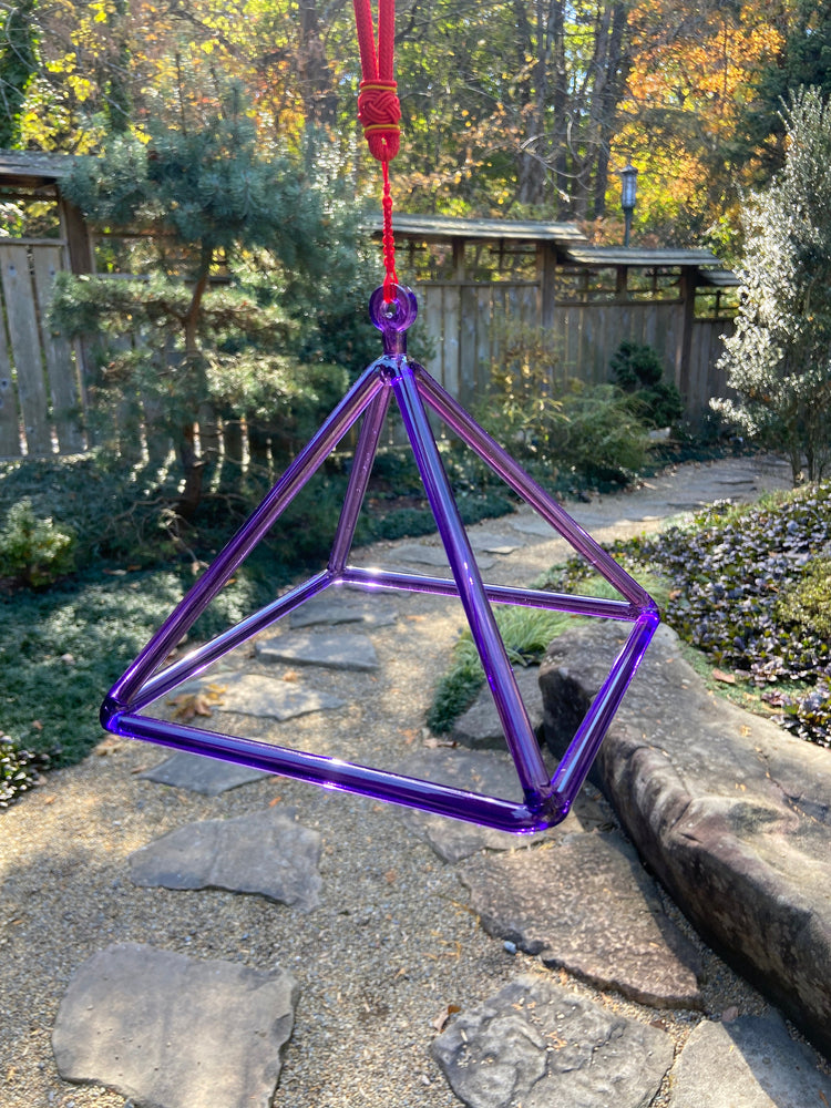 8" Purple Quartz Crystal Singing Pyramid - Sound Vibration - Musical Instrument With Crystal Striker And Padded Carry Case