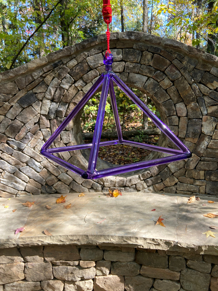8" Purple Quartz Crystal Singing Pyramid - Sound Vibration - Musical Instrument With Crystal Striker And Padded Carry Case