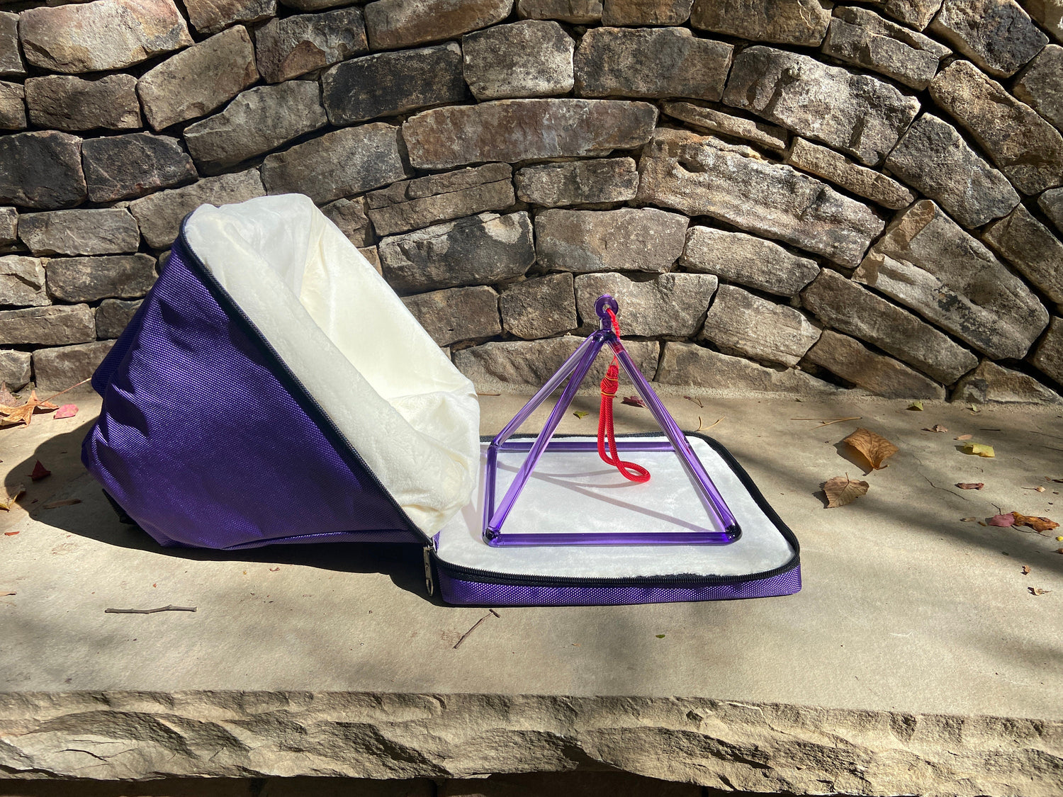 8" Purple Quartz Crystal Singing Pyramid - Sound Vibration - Musical Instrument With Crystal Striker And Padded Carry Case