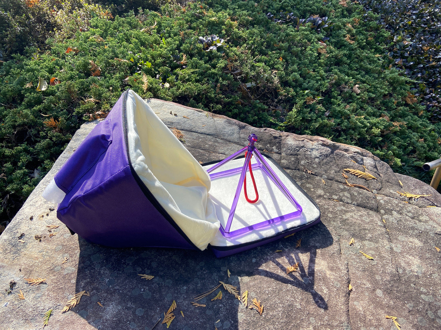 8" Purple Quartz Crystal Singing Pyramid - Sound Vibration - Musical Instrument With Crystal Striker And Padded Carry Case