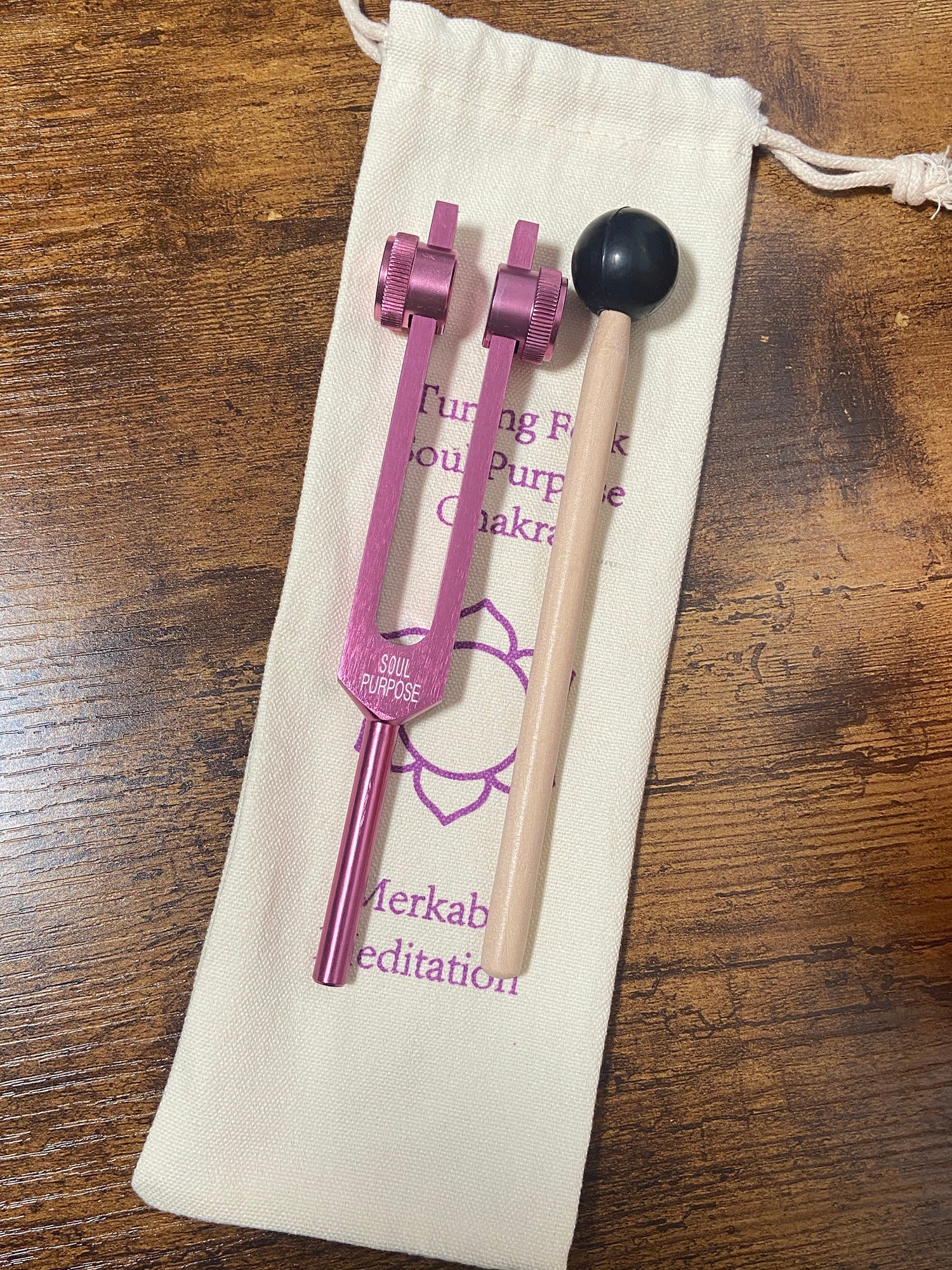 Crown Chakra Tuning Fork And High Vibrational 8" Crystal Singing Bowl 432HZ B-Note w/ Bag Bundle, Gift For Her