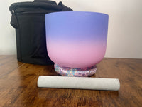 432 Hz 3rd Eye High Vibrational Quartz Crystal Singing Bowl with Padded Carry Case - 8" A Note, O-Ring, Cushion, Striker - Gift For Her