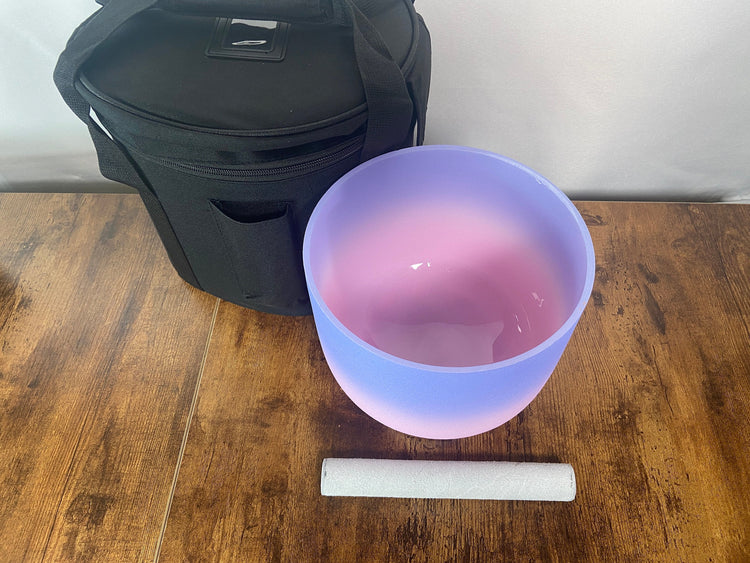 432 Hz 3rd Eye High Vibrational Quartz Crystal Singing Bowl with Padded Carry Case - 8" A Note, O-Ring, Cushion, Striker - Gift For Her