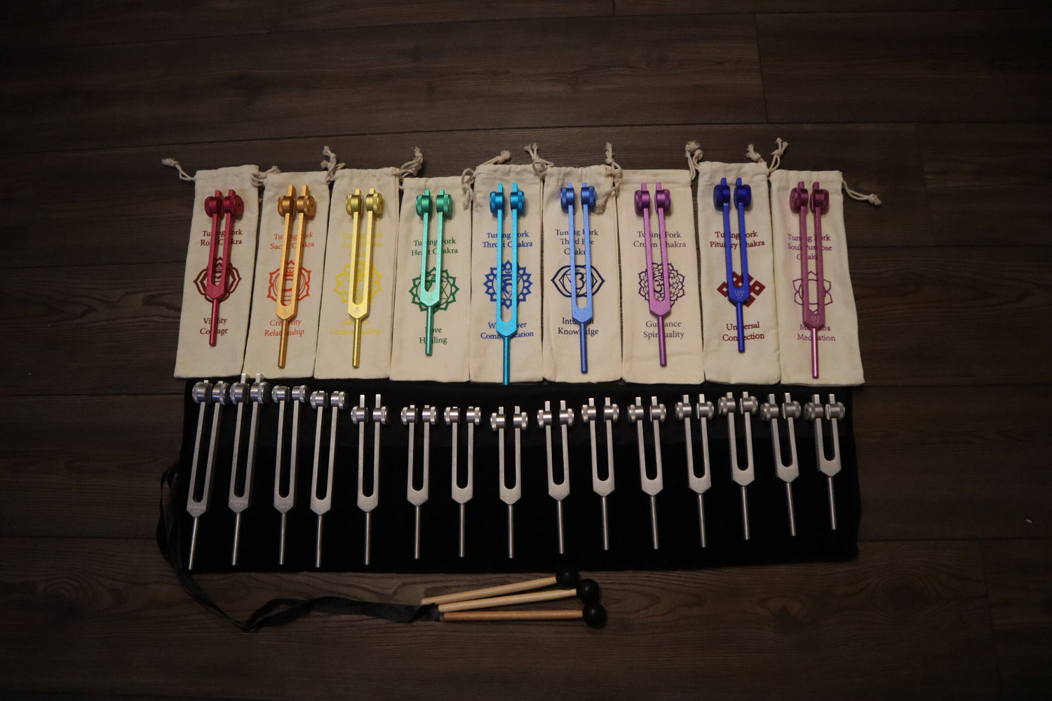 24pc Human Biology And Solfeggio Tuning Forks - Professionally Tuned .25 - Bio-field, Sound Vibration, Vibration