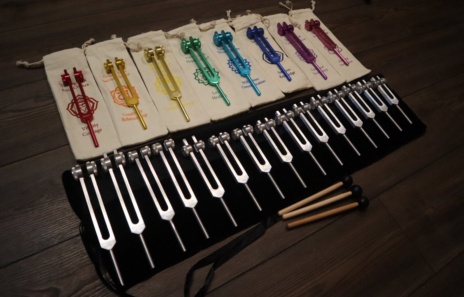 23pc Human Biology And Chakra Tuning Fork Bundle - Professionally Tuned .25 - Weighted, Bio-field, Sound Vibration