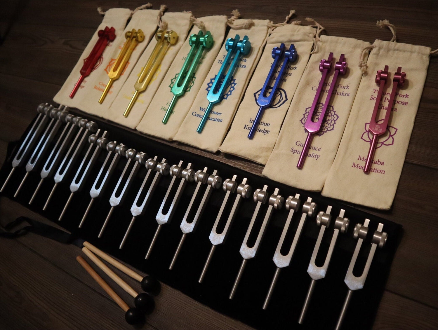 23pc Human Biology And Chakra Tuning Fork Bundle - Professionally Tuned .25 - Weighted, Bio-field, Sound Vibration