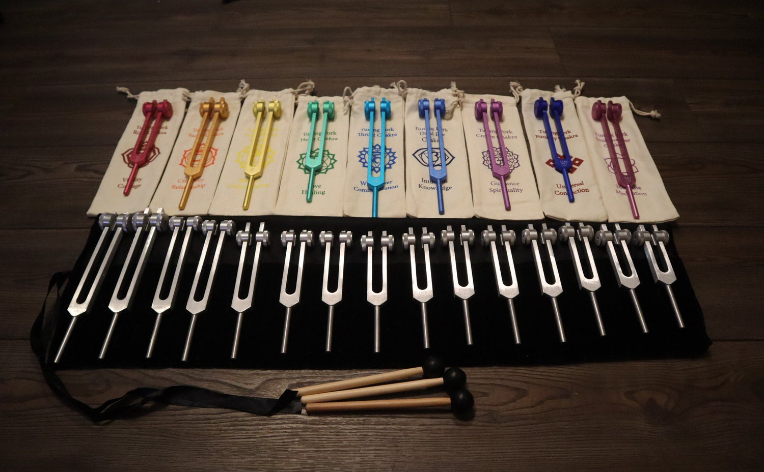 24pc Human Biology And Solfeggio Tuning Forks - Professionally Tuned .25 - Bio-field, Sound Vibration, Vibration