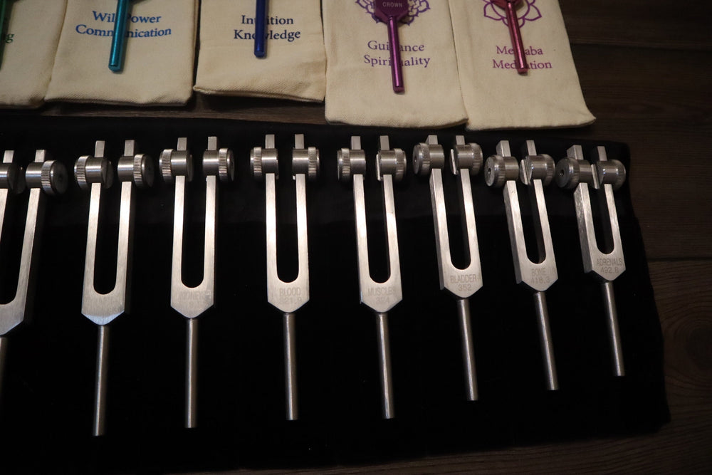 34pc Solfeggio, Human Biology, and Chakra Tuning Fork Kit - Professionally Tuned .25, Bio-field, Vibration