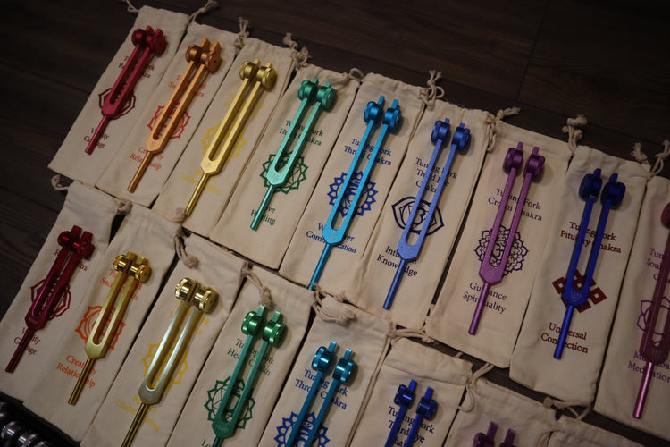 34pc Solfeggio, Human Biology, and Chakra Tuning Fork Kit - Professionally Tuned .25, Bio-field, Vibration