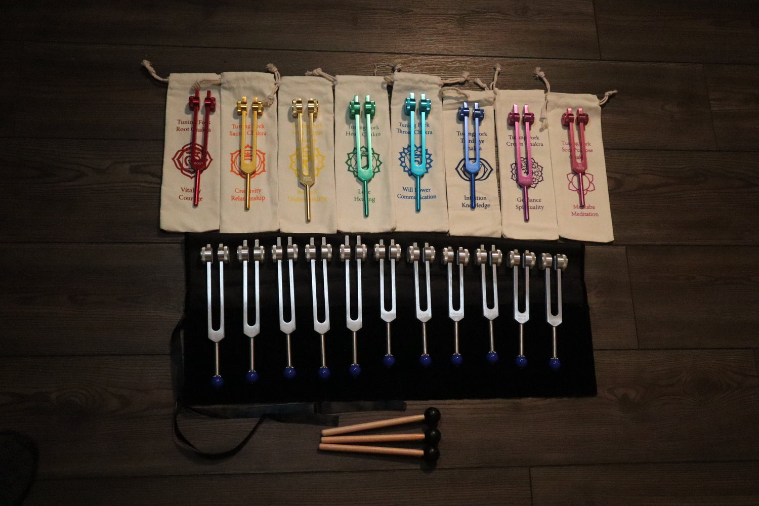 19pc Chakra and Planetary Tuning Fork - Professionally Tuned .25 - Weighted, Astrology, Chakras, Sound Vibration, Bio-field