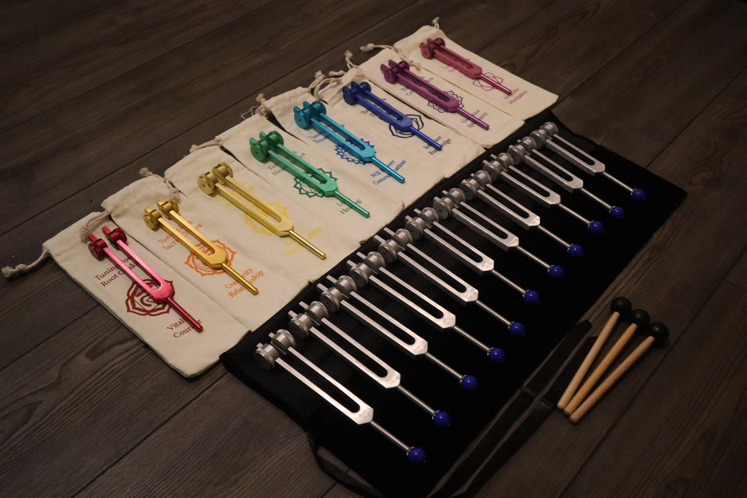 19pc Chakra and Planetary Tuning Fork - Professionally Tuned .25 - Weighted, Astrology, Chakras, Sound Vibration, Bio-field