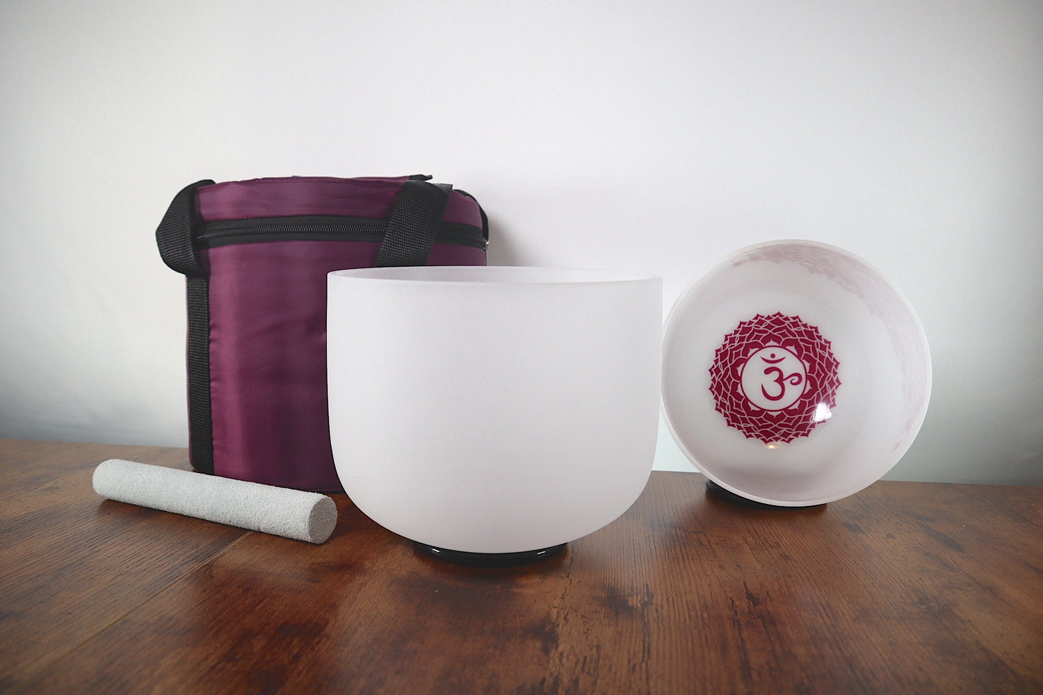 528 Hz Singing Bowl and 432 Hz Chakra Printed Bowl Bundle with Tuning Fork - 8” Bowl, 7” Bowl, Padded Carry Case, Suede Striker, and O-ring