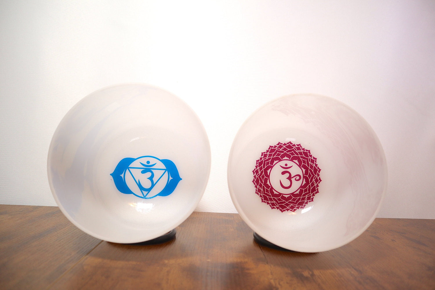 528 Hz Singing Bowl and 432 Hz Chakra Printed Bowl Bundle with Tuning Fork - 8” Bowl, 7” Bowl, Padded Carry Case, Suede Striker, and O-ring